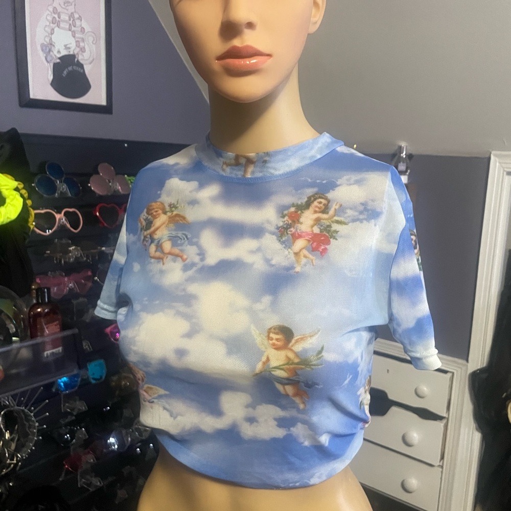 Mesh cherub crop top